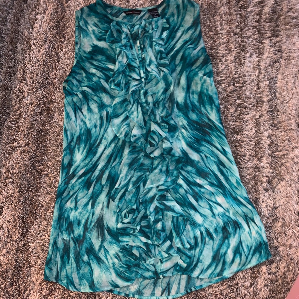 Ruffled New York & Company green blouse